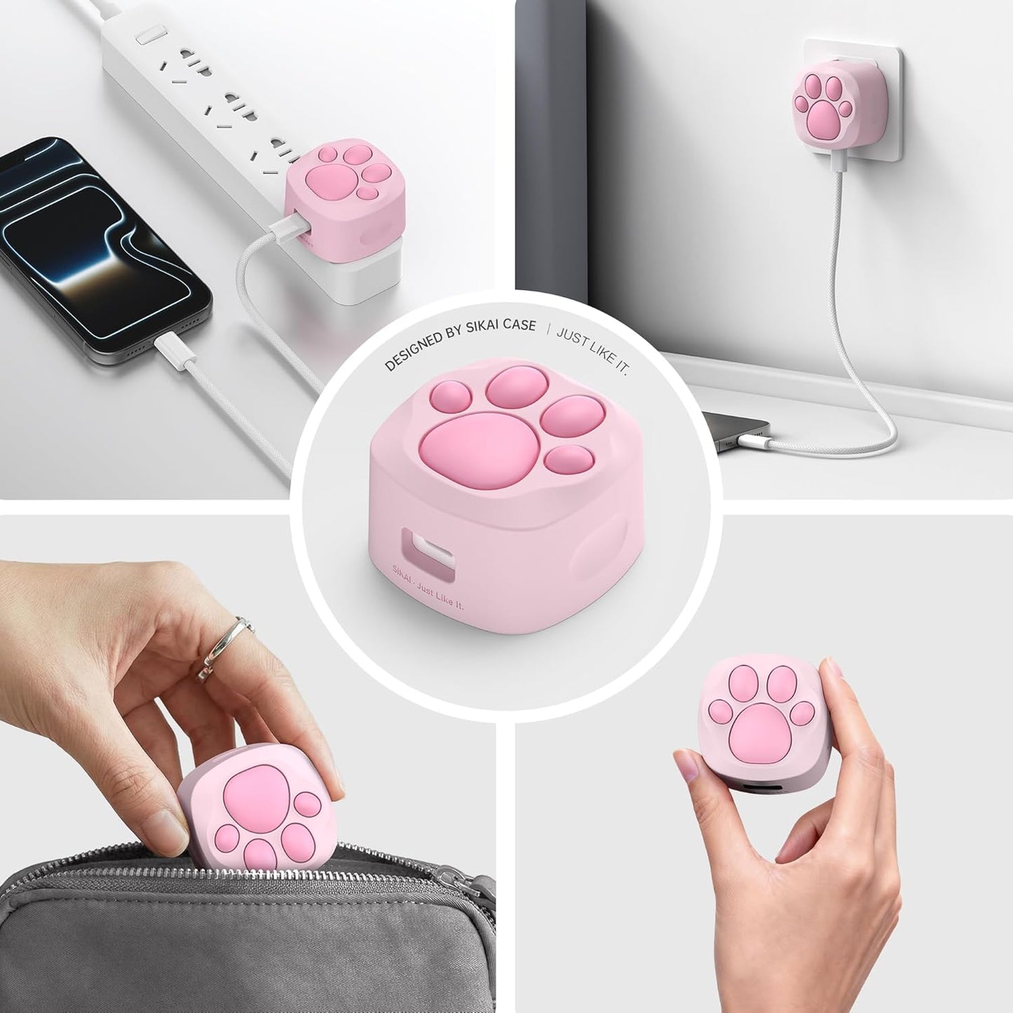 SIKAI CASE Silicone Case Compatible with Apple 40W Dynamic Power Adapter (2025), Cute Cat Paw Protective Cover Anti-Dust & Anti-Scratch for iPhone/iPad Users,Case Only