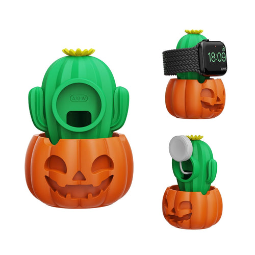 SIKAI CASE Cute Pumpkin Charger Stand Compatible with All Apple Watch Series Ultra2/Ultra/9/8/SE2/7/6/SE/5/4/3/2/1 (49mm-38mm), for iWatch Charging Dock Silicone,Supports Nightstand Mode