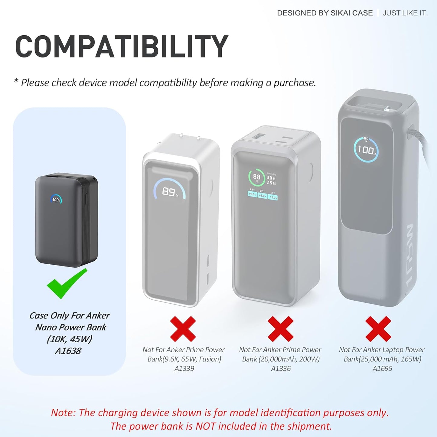 Silicone Case for Anker Nano Power Bank (10,000mAh 45W) A1638 Protective Cover with Precise Cutouts, Shockproof Scratch-Resistant Dust-Proof for Daily Use & Travel & Flight