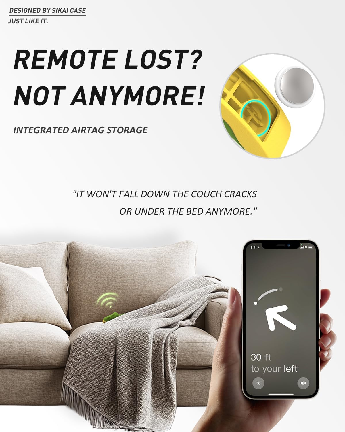 SIKAI Crocodile Shape New Silicone Case Soft Non-slip Anti-drop for Apple TV 4K Siri Remote Protection Cover + Airtag hole