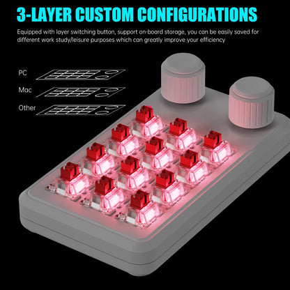 Picokey. One-Handed Macro Mechanical Keyboard - 12 Keys, Fully Programmable, RGB Hotswap for Gaming, OSU, PS, Editing (2.4G, 3-Layer, Black)