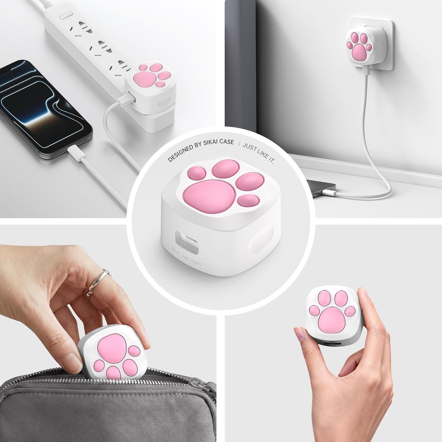 SIKAI CASE Silicone Case Compatible with Apple 40W Dynamic Power Adapter (2025), Cute Cat Paw Protective Cover Anti-Dust & Anti-Scratch for iPhone/iPad Users,Case Only