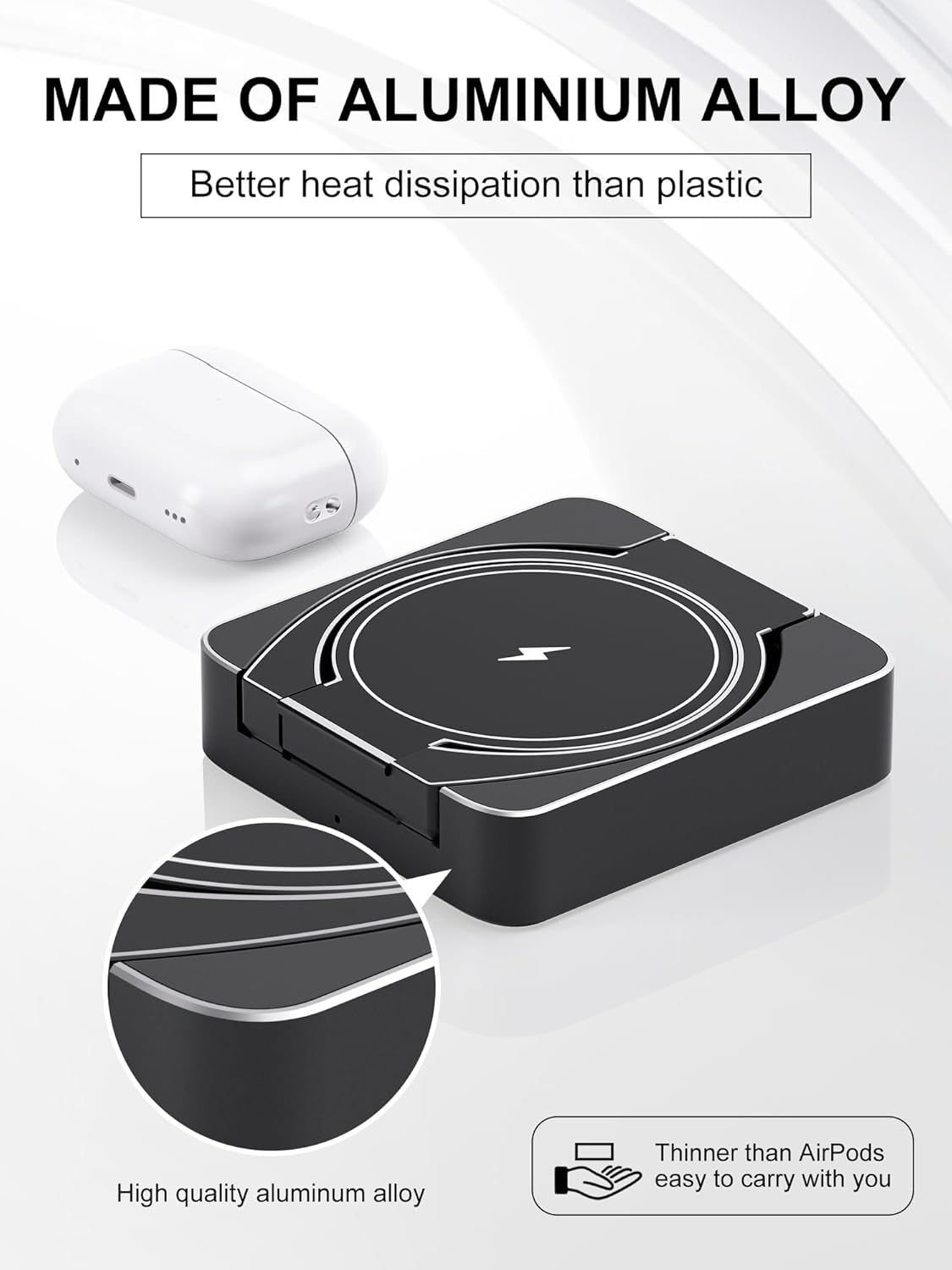 3-in-1 Wireless Charging Station, Qi2-Certified Foldable Travel Charger Stand Compatible iPhone 15/14/13/12, AirPods, Apple Watch S9 Ultra, 25W PD Charger Included