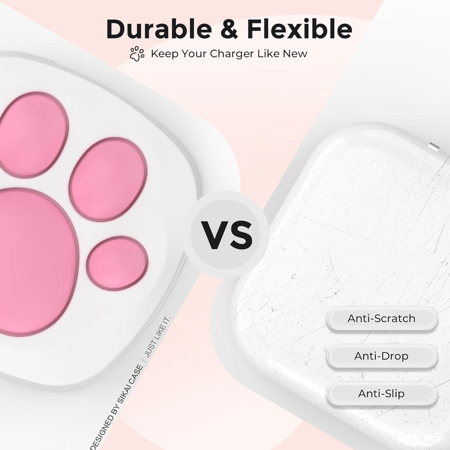 SIKAI CASE Silicone Case Compatible with Apple 40W Dynamic Power Adapter (2025), Cute Cat Paw Protective Cover Anti-Dust & Anti-Scratch for iPhone/iPad Users,Case Only
