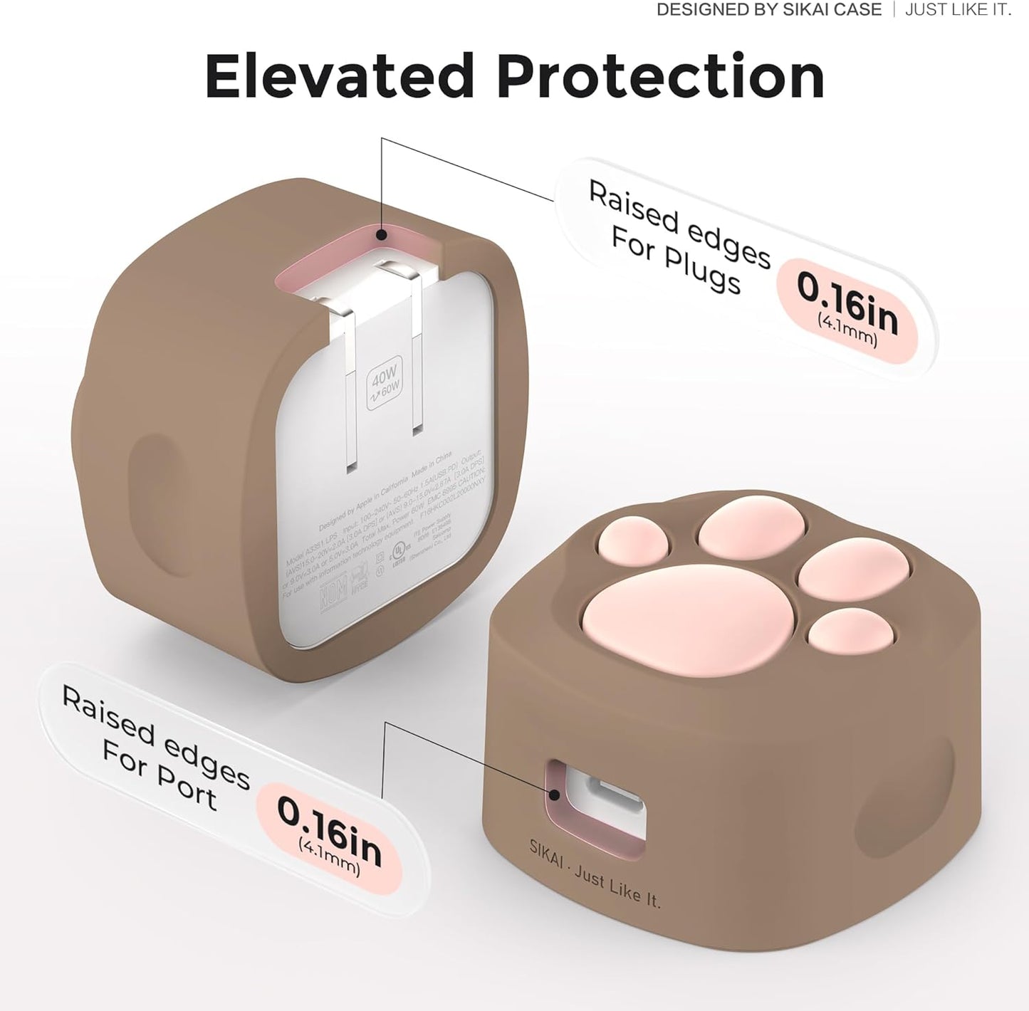 SIKAI CASE Silicone Case Compatible with Apple 40W Dynamic Power Adapter (2025), Cute Cat Paw Protective Cover Anti-Dust & Anti-Scratch for iPhone/iPad Users,Case Only
