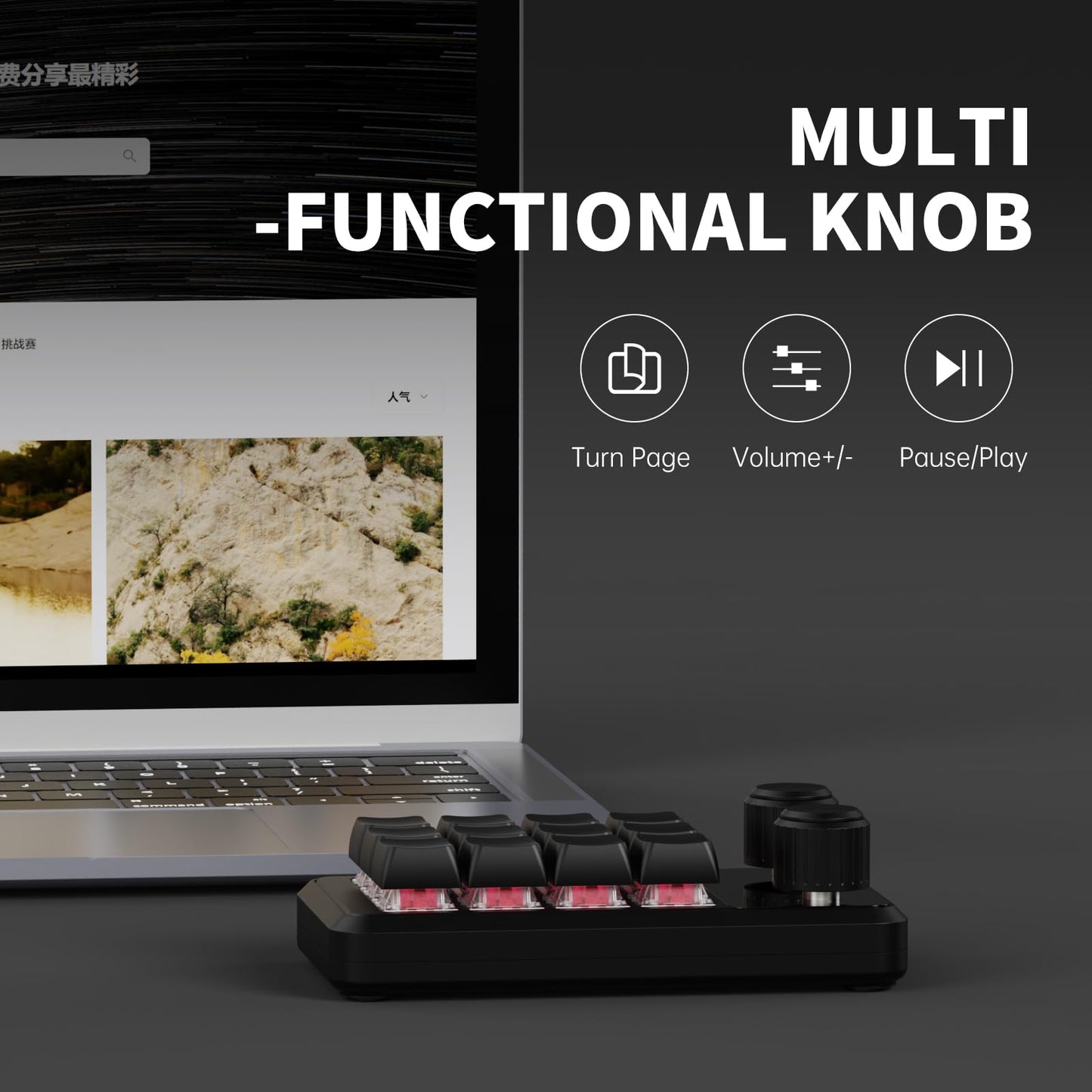 One-Handed Macro Mechanical Keyboard - 12 Keys, Fully Programmable, RGB Hotswap for Gaming, OSU, PS, Editing (2.4G, 3-Layer, Black)