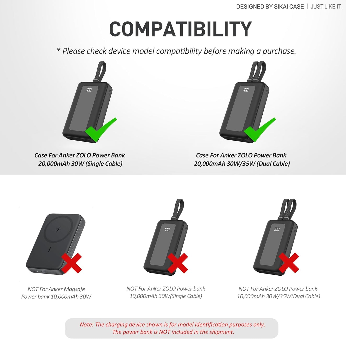 Silicone Case for Anker Zolo Power Bank (20,000mAh 30W) A1681/A1688H11 Protective Cover with Lanyard Slot, Drop-Proof Dust-Proof Precise Cutouts for Daily Use & Travel