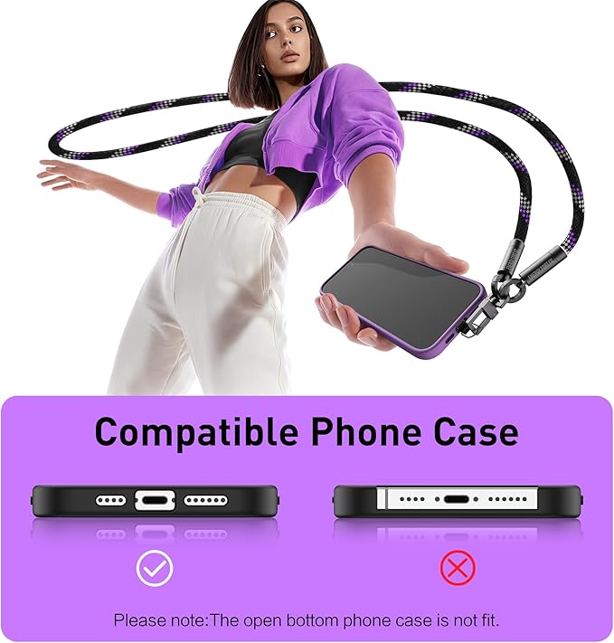 SIKAI CASE USB C Phone Lanyard with Reflective Strip, 240W Fast Charging Cable, Anti-Theft Phone Charging Cord for Travel/Night Cycling
