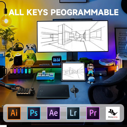 Picokey. One-Handed Macro Mechanical Keyboard - 12 Keys, Fully Programmable, RGB Hotswap for Gaming, OSU, PS, Editing (2.4G, 3-Layer, Black)