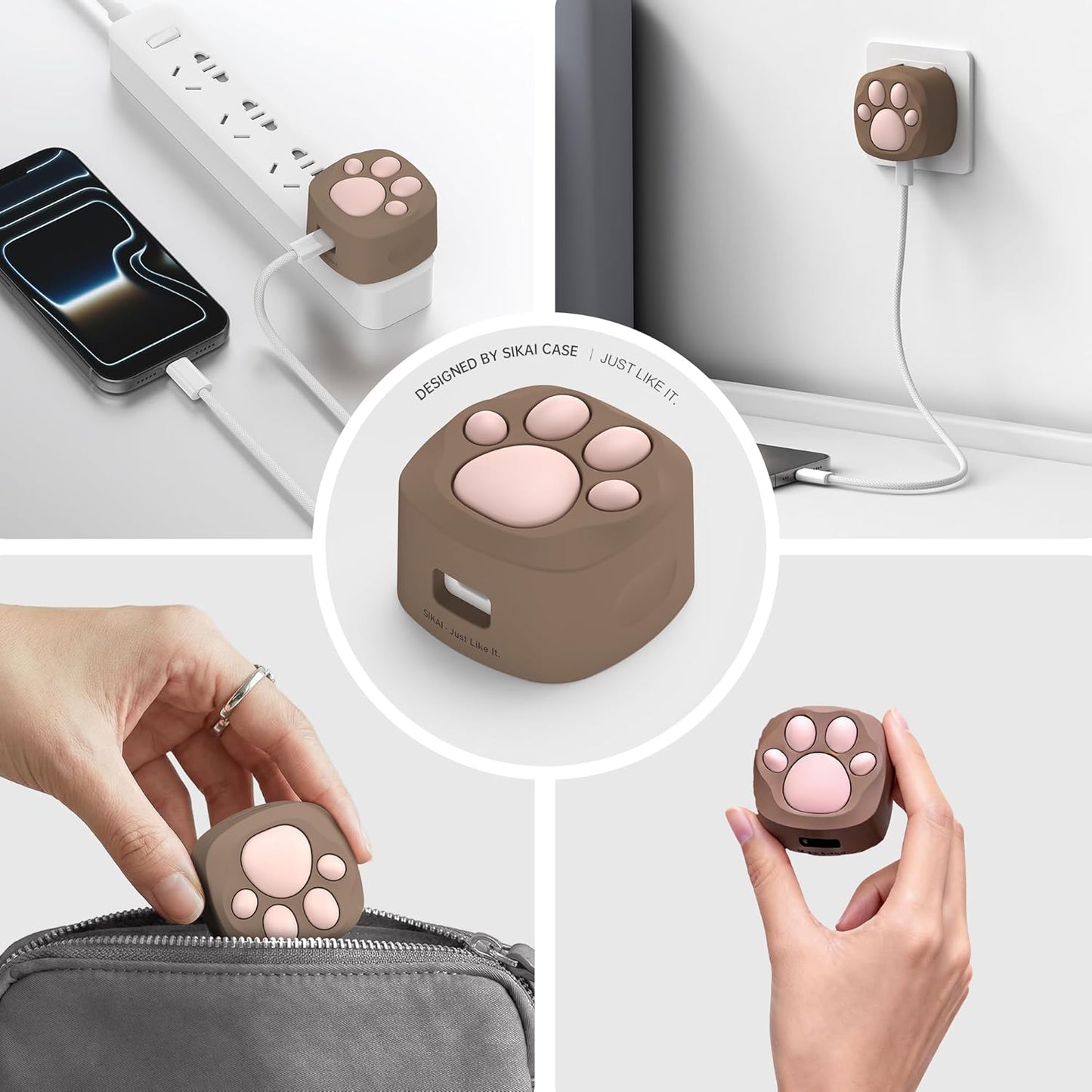 SIKAI CASE Silicone Case Compatible with Apple 40W Dynamic Power Adapter (2025), Cute Cat Paw Protective Cover Anti-Dust & Anti-Scratch for iPhone/iPad Users,Case Only