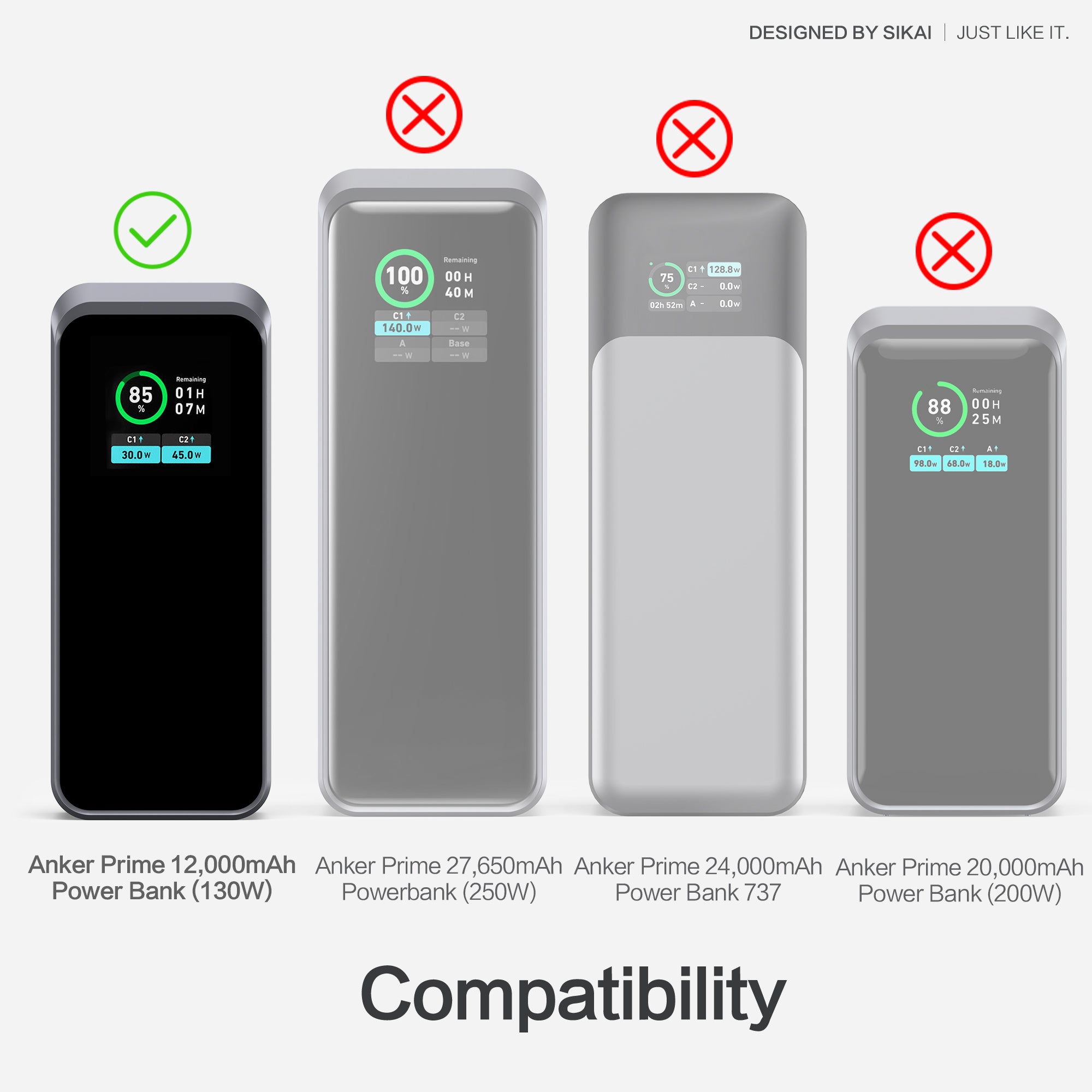 Silicone Case for Anker Prime 12,000mAh Power Bank (130W) A1335