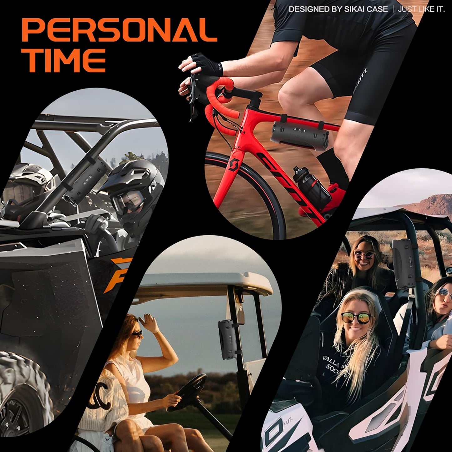 SIKAI CASE Silicone Case Compatible with JBL Charge 6, Portable Speaker Mount with Adjustable Strap & Detachable Shoulder Strap for Bike, Motorcycle, Golf Cart, Boat Railing, Case Only