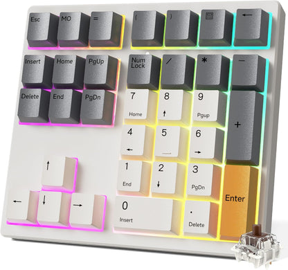 SIKAI CASE 34 Key Mechanical Numpad, Wired Hot Swappable Programmable Number Pad Keyboard USB C 34 Key Numpad for Laptop Edit/PS/Gaming/Data Entry, VIA Support Number Pad for Win, MacBook, PC(RGB)