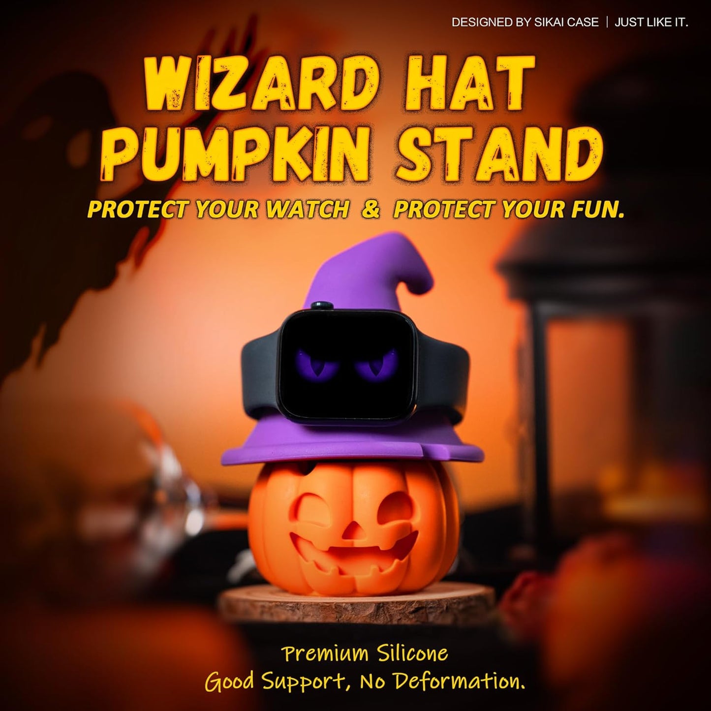 SIKAI CASE Cute Pumpkin Charger Stand Compatible with Apple Watch Series Ultra2/Ultra/10/9/8/SE2/7/6/SE/5/4/3/2/1,for iWatch 49/46/45/44/42/41/40/38mm Silicone Watch Stand, NO Charger