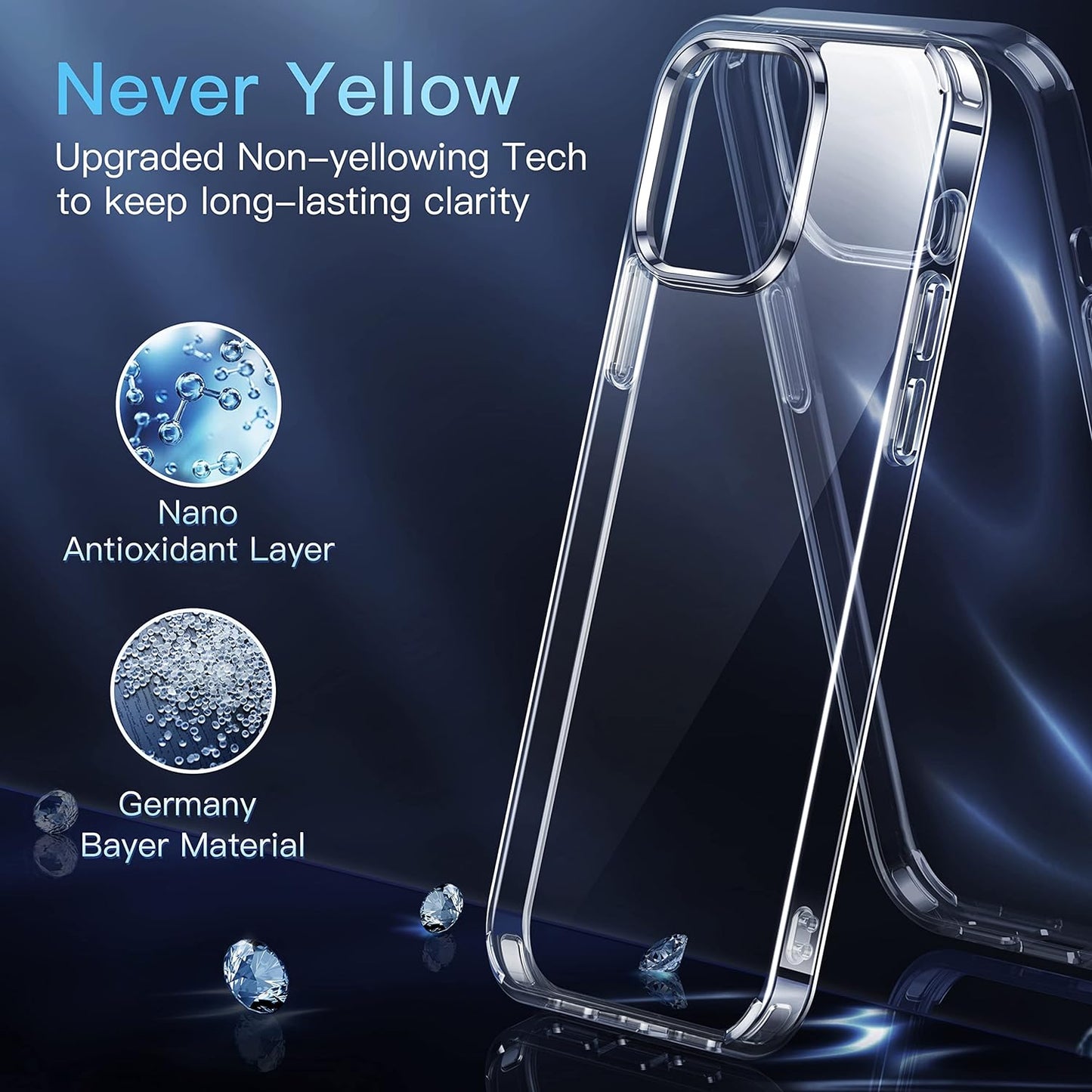 SIKAI case for iPhone 13 Pro Case Crystal Clear, [Not Yellowing] [Military Drop Protection] Shockproof Protective for iPhone 13 Pro Phone Case 6.1 inch 2021, Clear