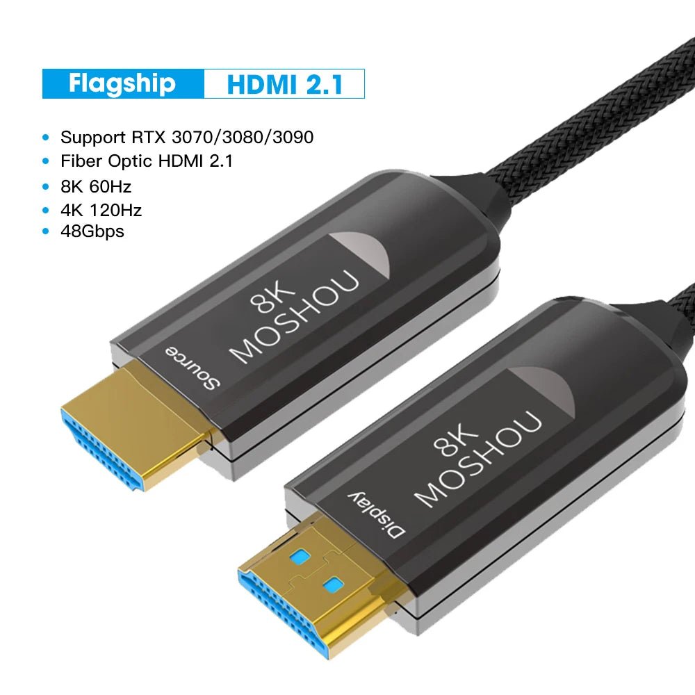 Cable HDMI 2,1 de fibra óptica 8K ARC HDR 4K 120Hz Cable de interfaz  Multimedia de alta definición para amplificador de TV PS5 Samsung QLED