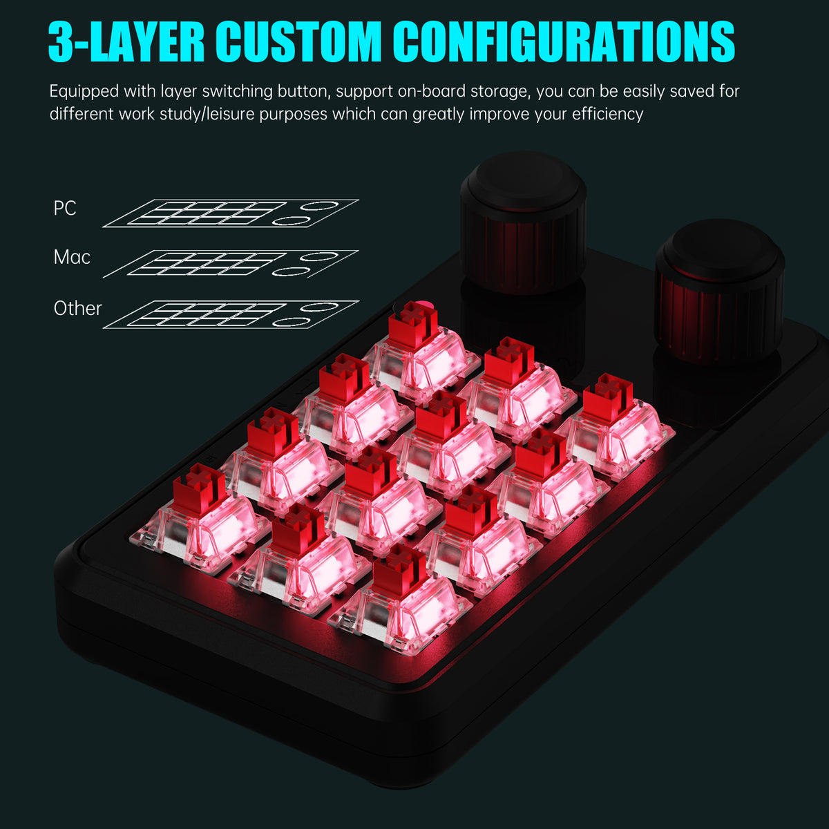 SikaiCase 12-Key + 2-Knob Programmable Mechanical Mini Keyboard