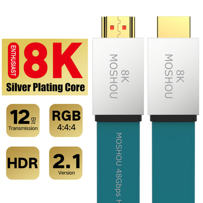 MOSHOU HDMI 2.1 Cable 48Gbps 8K@60Hz 4K@120Hz Ultra High Speed HDMI Cord HDCP 2.2 & 2.3 HDR 10 eARC for Dolby Vision Atmos