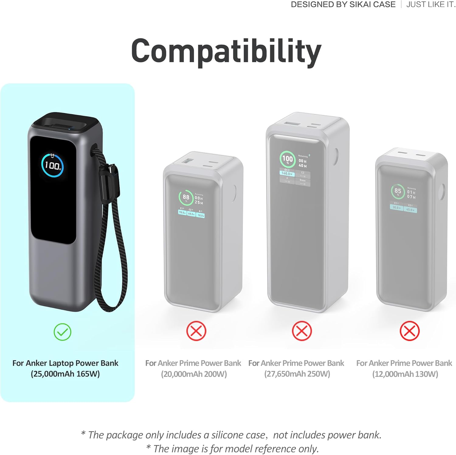 Compatibility guide for Anker Laptop Power Bank (25K, 165W) A1695 silicone case