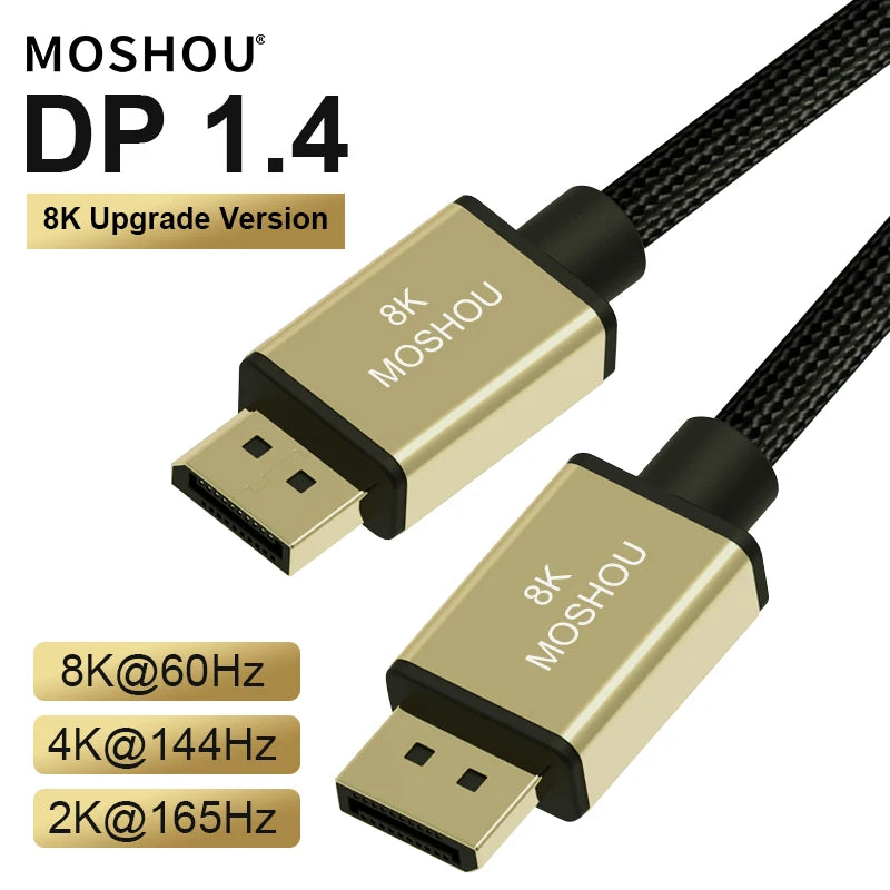 DisplayPort 1.4 Cable 8K 4K HDR 60Hz 144Hz 165Hz Display Port Adapter For RTX3080 Video PC Laptop TV DP 1.4 Mini DP to DP Cable SIKAI CASE