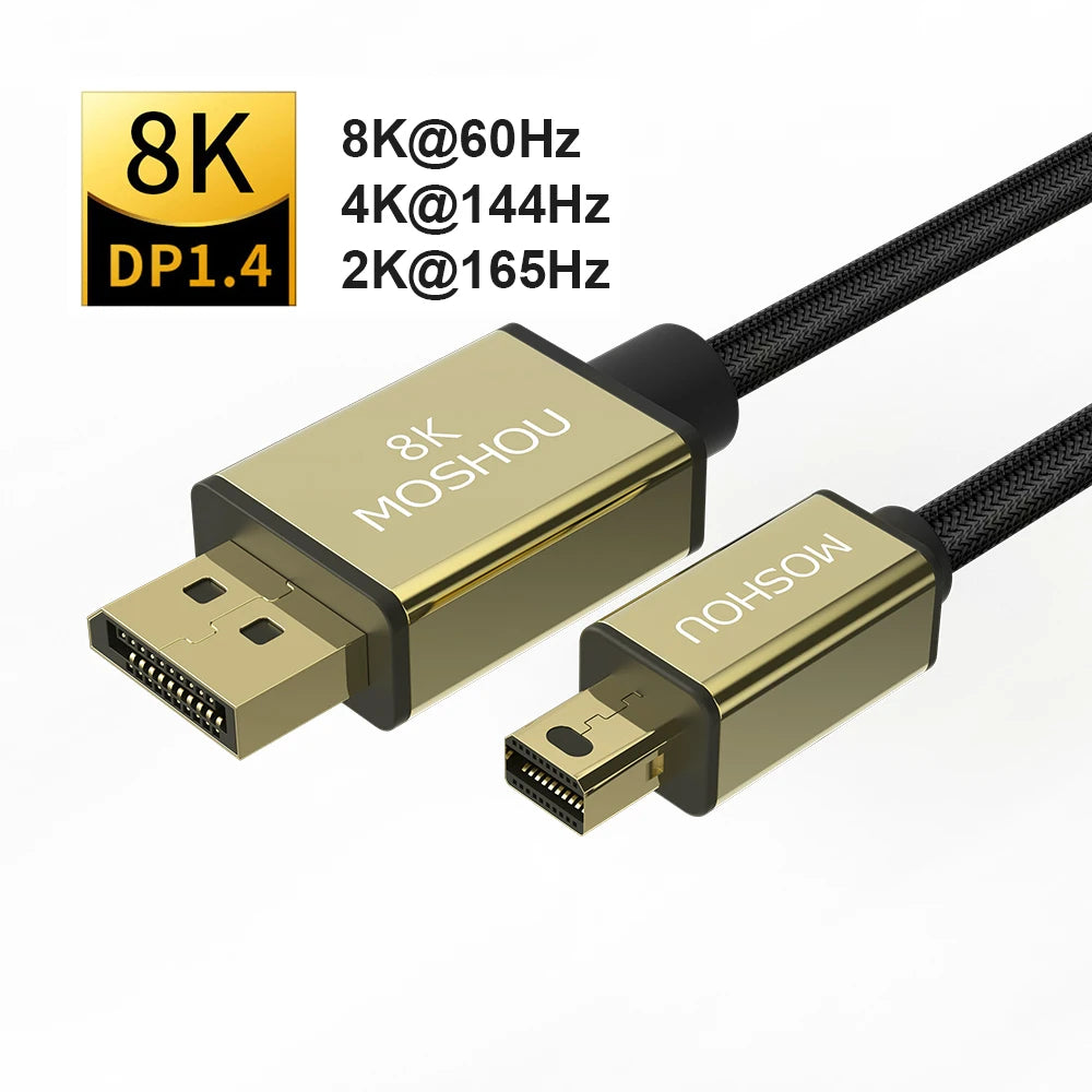 DisplayPort 1.4 Cable 8K 4K HDR 60Hz 144Hz 165Hz Display Port Adapter For RTX3080 Video PC Laptop TV DP 1.4 Mini DP to DP Cable SIKAI CASE