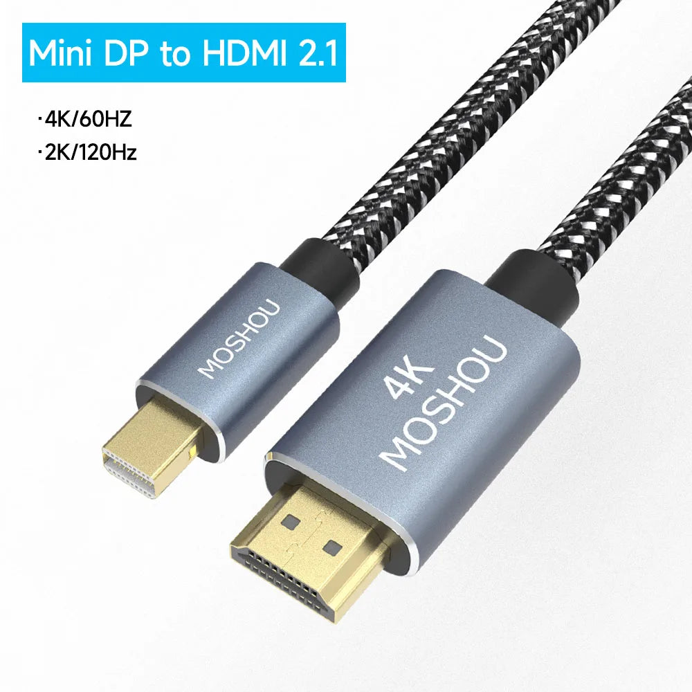 Cable DisplayPort a HDMI 8K@60Hz 4K@120Hz Mini DP a HDMI HDR Cable  de vídeo para amplificador TV PS4 PS5 RTX3080 NS Proyector