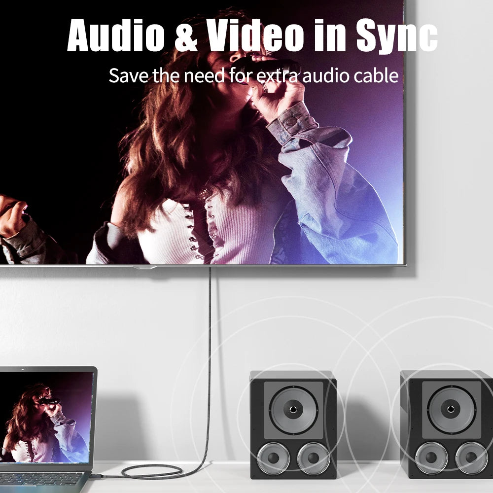 DisplayPort 1.4 to HDMI 2.1 Cable - 8K@60Hz, 4K@120Hz, Mini DP to