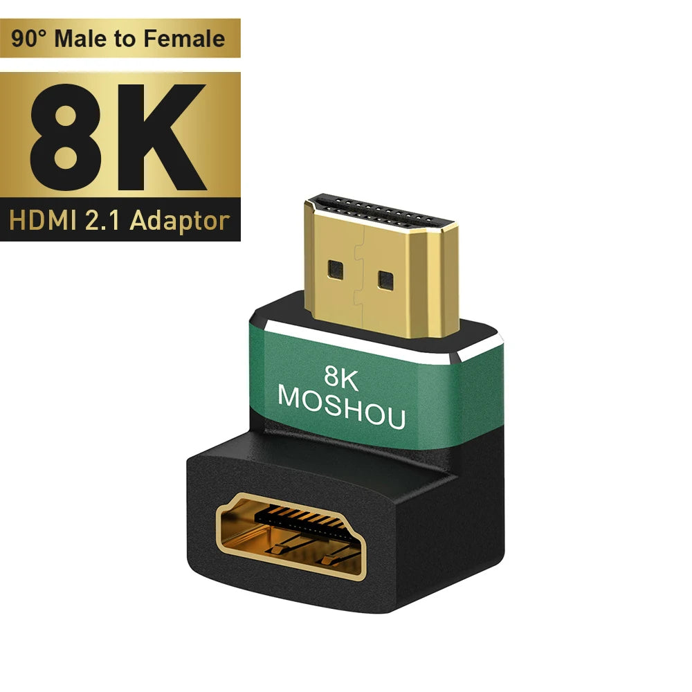 MOSHOU 8K HDMI 2.1 Cable Adapter Male to Female Cable Converter for HDTV PS5 Laptop 90 270 Degree Right Angle 4K HDMI Extender SIKAI CASE