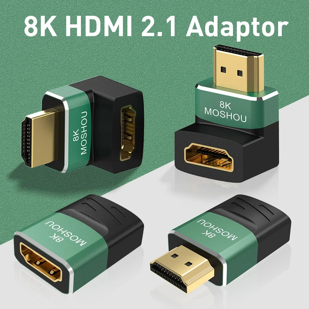 MOSHOU 8K HDMI 2.1 Cable Adapter Male to Female Cable Converter for HDTV PS5 Laptop 90 270 Degree Right Angle 4K HDMI Extender SIKAI CASE