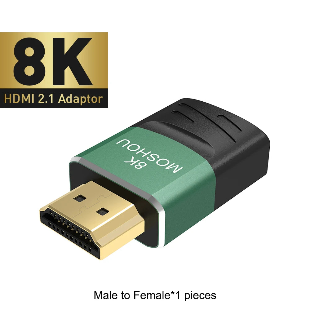 MOSHOU 8K HDMI 2.1 Cable Connector Adapter Angled Plug 2 Pieces Male to Female Converter Cable Adaptor Extender Right-angle Plug SIKAI CASE