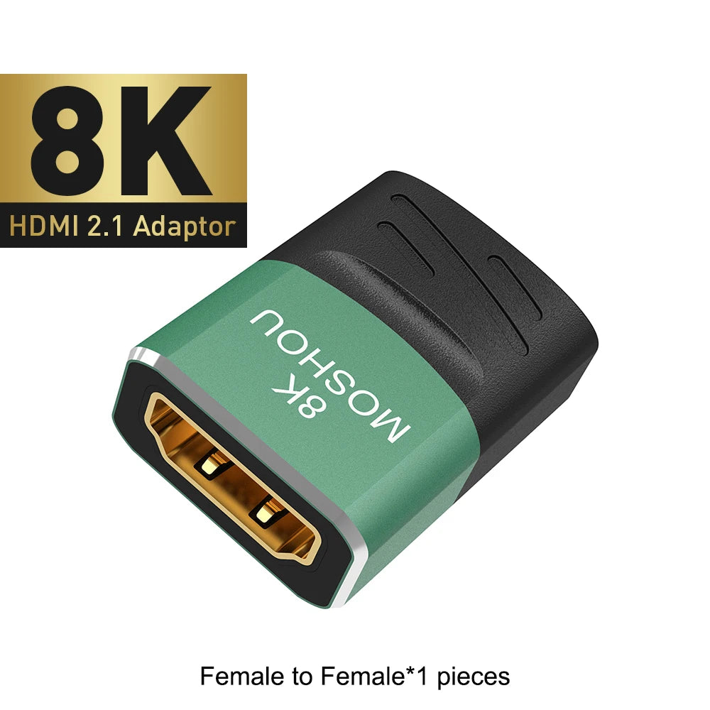 MOSHOU 8K HDMI 2.1 Cable Connector Adapter Angled Plug 2 Pieces Male to Female Converter Cable Adaptor Extender Right-angle Plug SIKAI CASE