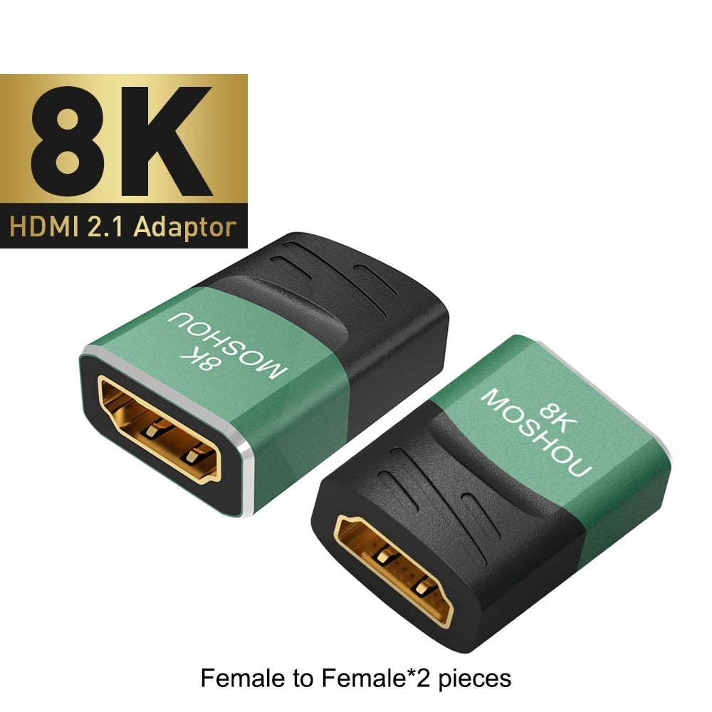 MOSHOU 8K HDMI 2.1 Cable Connector Adapter Angled Plug 2 Pieces Male to Female Converter Cable Adaptor Extender Right-angle Plug SIKAI CASE