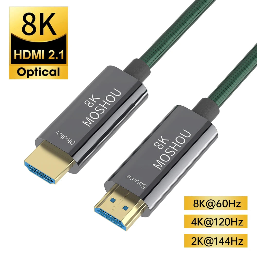 MOSHOU 8K HDMI 2.1 Optical Fiber Cable 48Gbps 8K@60Hz 4K@120Hz HDMI Cord RTX 4080 RTX 4090 HDR eARC for Xbox PS5 Samsung QLED TV SIKAI CASE