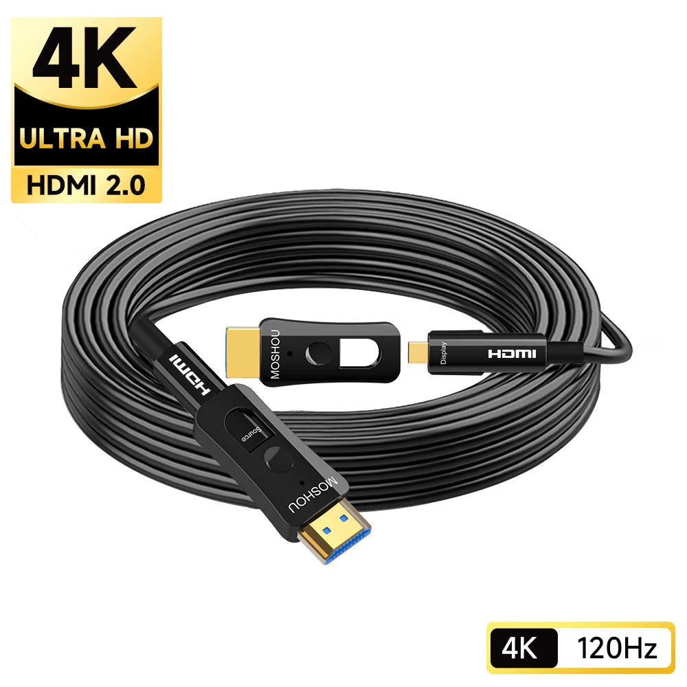 MOSHOU 8K HDMI 2.1 Optical Fiber Pipe Cable eARC HDR 8K@60Hz 4K@120Hz Micro HDMI to HDMI for Xbox PS5 Samsung QLED TV Amplifier SIKAI CASE