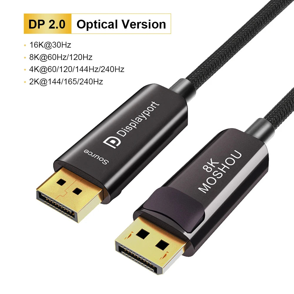 MOSHOU DisplayPort 2.0 Cable DP 2.0 Cable 16K@30Hz 8K@60Hz 80Gbps HDR Video Display Port 2.0 Cord FreeSync G-Sync Gaming Monitor SIKAI CASE