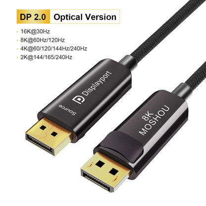 MOSHOU DisplayPort 2.0 Cable DP 2.0 Cable 16K@30Hz 8K@60Hz 80Gbps HDR Video Display Port 2.0 Cord FreeSync G-Sync Gaming Monitor SIKAI CASE