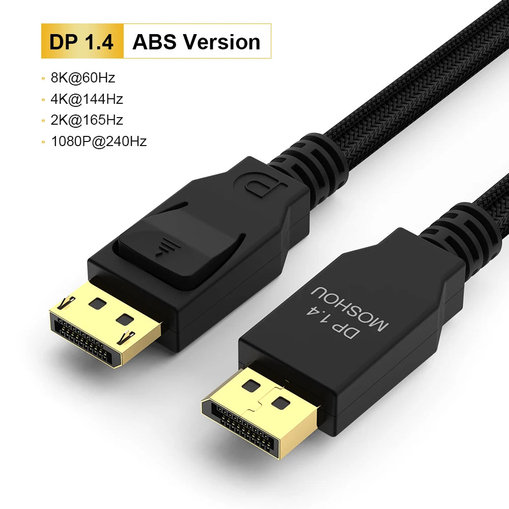 MOSHOU DisplayPort 2.0 Cable DP 2.0 Cable 16K@30Hz 8K@60Hz 80Gbps HDR Video Display Port 2.0 Cord FreeSync G-Sync Gaming Monitor SIKAI CASE