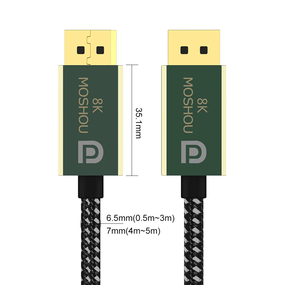 MOSHOU DisplayPort 2.0 Cable DP 2.0 Cable 16K@30Hz 8K@60Hz 80Gbps HDR Video Display Port 2.0 Cord FreeSync G-Sync Gaming Monitor SIKAI CASE