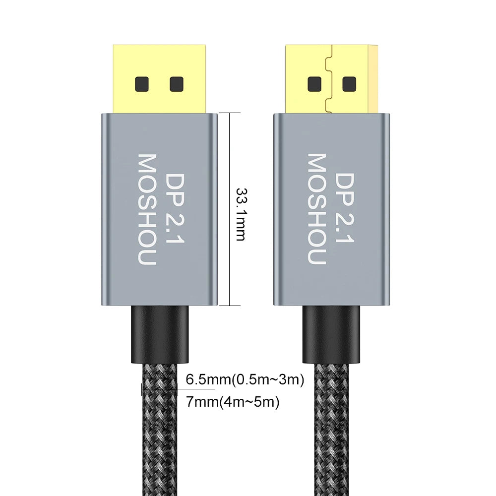 MOSHOU DisplayPort Cord DP Display Port Cable 80Gbps 16K@60Hz 8K@60Hz FreeSync G-Sync HDR10 for Gaming Monitor