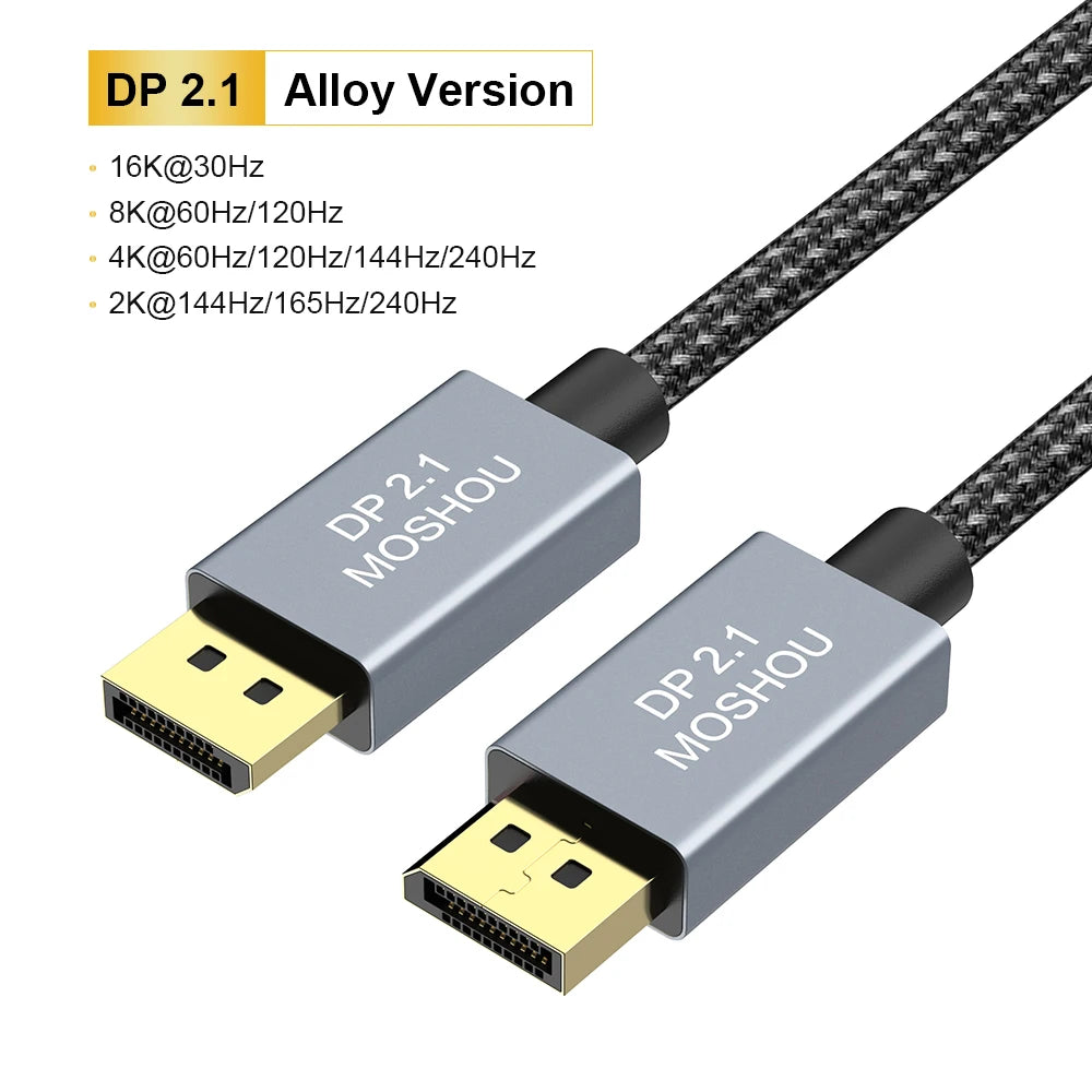 MOSHOU DisplayPort 2.1 Cord DP 2.1 Display Port 2.1 Cable 80Gbps 16K@60Hz 8K@60Hz FreeSync G-Sync HDR10 for Gaming Monitor SIKAI CASE