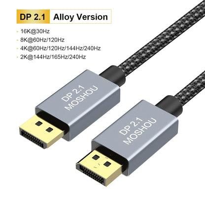 MOSHOU DisplayPort 2.1 Cord DP 2.1 Display Port 2.1 Cable 80Gbps 16K@60Hz 8K@60Hz FreeSync G-Sync HDR10 for Gaming Monitor SIKAI CASE