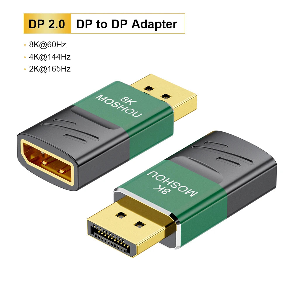 MOSHOU Displayport 2.0 Mini DP to DP Adapter Display Port to Display Port Male to Female Extender 8K@60Hz 4K@144Hz Conventor SIKAI CASE