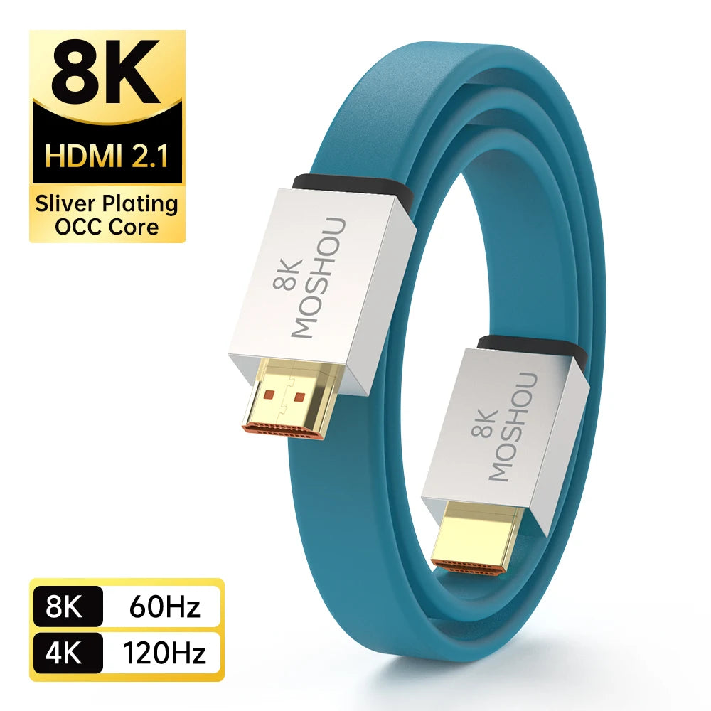 MOSHOU HDMI 2.1 Cable 48Gbps 8K@60Hz 4K@120Hz Ultra High Speed HDMI Cord HDCP 2.2 & 2.3 HDR 10 eARC for Dolby Vision Atmos SIKAI CASE