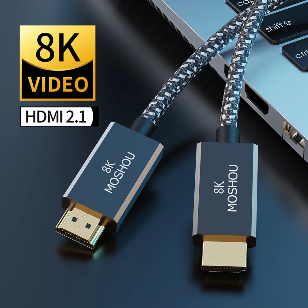 MOSHOU HDMI 2.1 Cable 8K 60Hz 4K 120Hz 48Gbps ARC eARC HDR 2.0 Video Cord for Amplifier TV PS4 NS Projector High Definition SIKAI CASE