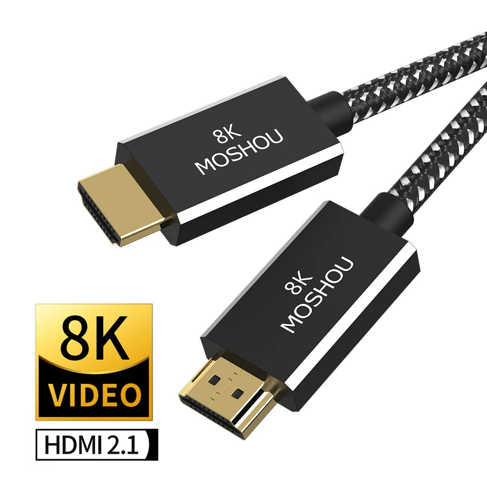 MOSHOU HDMI 2.1 Cable 8K 60Hz 4K 120Hz 48Gbps ARC eARC HDR 2.0 Video Cord for Amplifier TV PS4 NS Projector High Definition SIKAI CASE