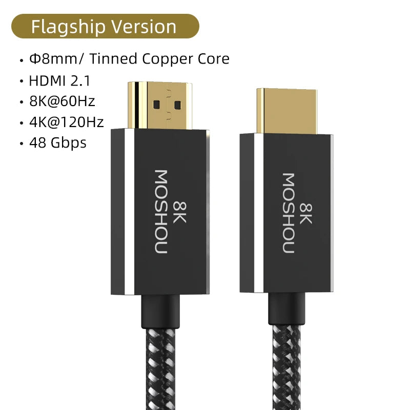 MOSHOU HDMI 2.1 Cable 8K 60Hz 4K 120Hz 48Gbps ARC eARC HDR Video Cord for Amplifier TV PS4 PS5 NS Projector High Definition SIKAI CASE