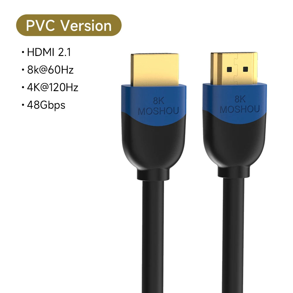 MOSHOU HDMI 2.1 Cable 8K 60Hz 4K 120Hz 48Gbps HDMI Splitter Cables eARC HDR10+ Video Cable HDMI2.1 Cable for TV box PS5 SIKAI CASE