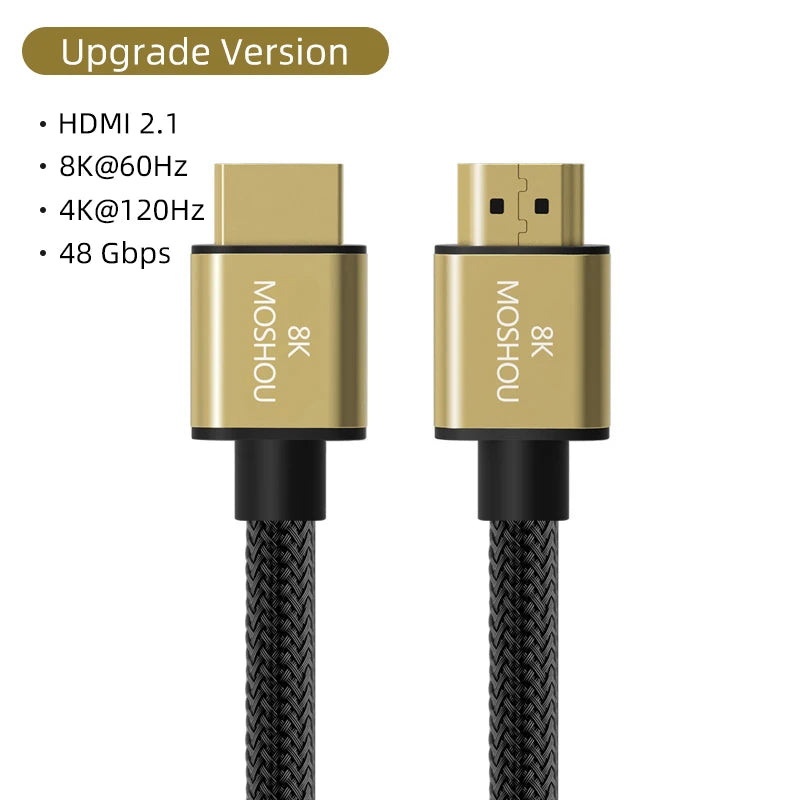 MOSHOU HDMI 2.1 Cable 8K 60Hz 4K 120Hz 48Gbps HDMI Splitter Cables eARC HDR10+ Video Cable HDMI2.1 Cable for TV box PS5 SIKAI CASE