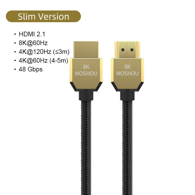 MOSHOU HDMI 2.1 Cable 8K 60Hz 4K 120Hz 48Gbps HDMI Splitter Cables eARC HDR10+ Video Cable HDMI2.1 Cable for TV box PS5 SIKAI CASE