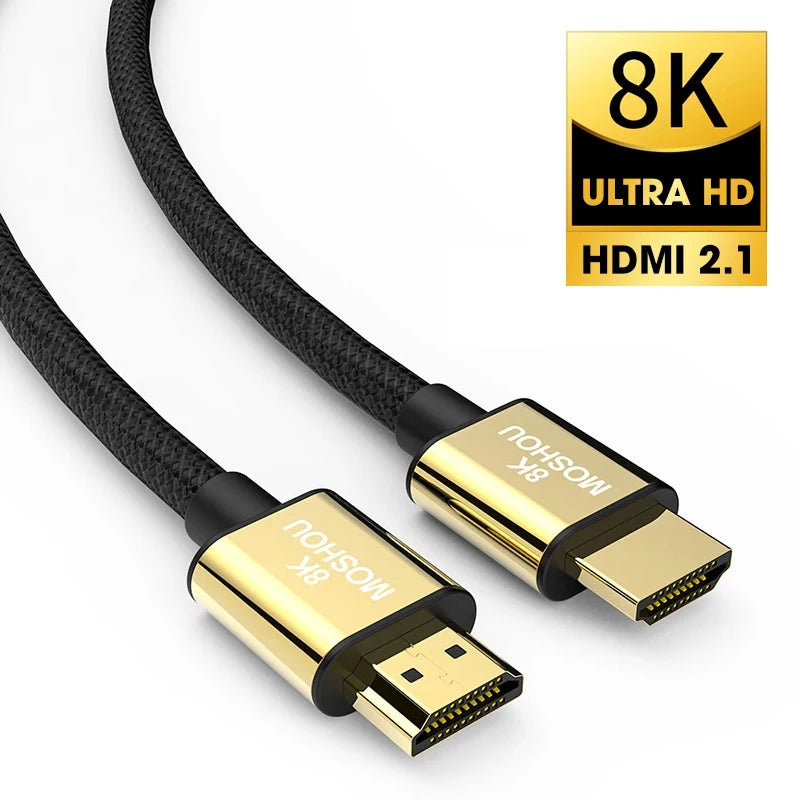 MOSHOU HDMI 2.1 Cable 8K 60Hz 4K 120Hz 48Gbps HDMI Splitter Cables eARC HDR10+ Video Cable HDMI2.1 Cable for TV box PS5 SIKAI CASE